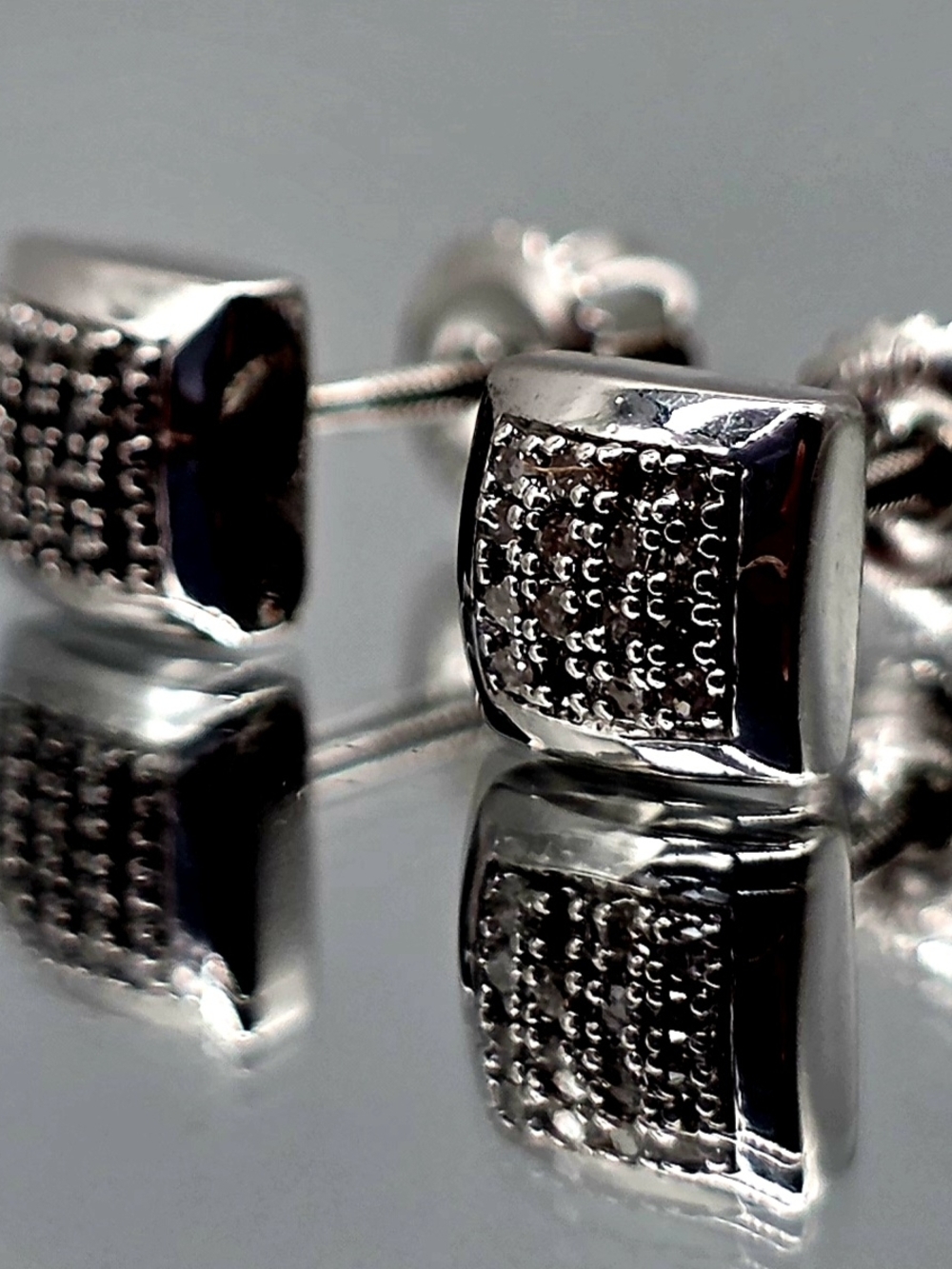 Men’s Women's Diamond Stud Earrings White Gold Over Sterling Silver 0.15 CTW